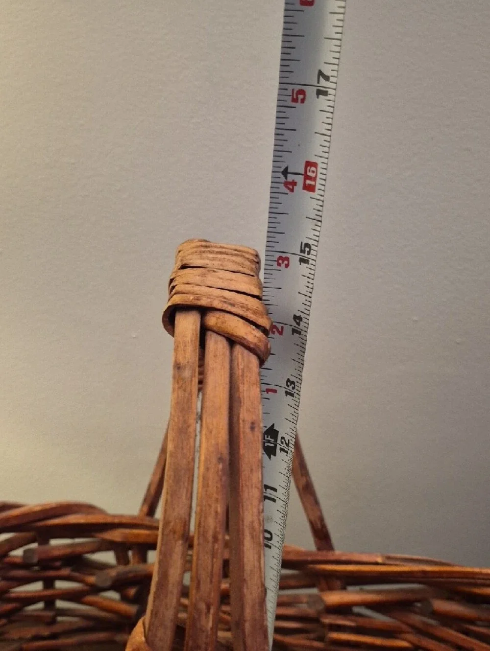 Vintage  Woven Brown Willow Basket with Handle